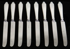 TIFFANY & CO (8) CLINTON STERLING SILVER HANDLES 7 3/4" DESSERT TEA KNIVES - Picture 1 of 4