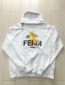 Fendi Fragment Pokemon Dragonite Unisex Hoodie Rare Limited Edition White Size L - Picture 1 of 3