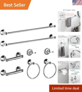 Elegantes 8-teiliges verstellbares Chrom Badezimmer Hardware Set - Verwandeln Sie Ihren Raum - Bild 1 von 8