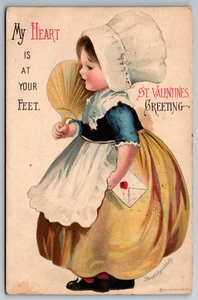 Ellen Clapsaddle Postcard Women's Suffrage My Heart is at Your Feet Valentine - Picture 1 of 4