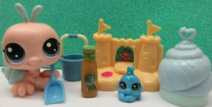 LITTLEST PET SHOP HTF #2-S10 PINK GLITTER CRABBY HERMIT MOM CRAB & TEENSIE BABY  - Picture 1 of 11