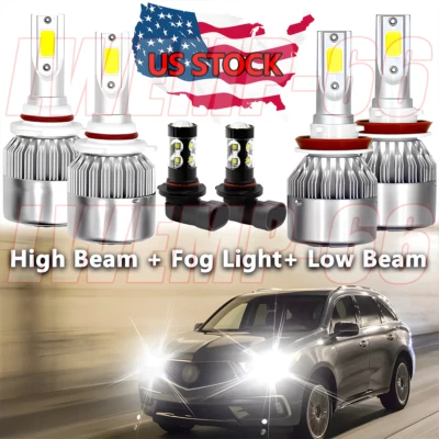 Kit combinado de faros LED altos/bajos + faros antiniebla 6000 k para Acura MDX 2004-2006 Foto 1 de 4