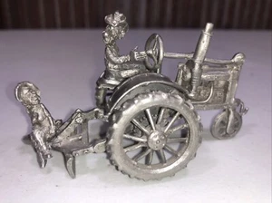 Vintage 1990 Boyd Perry Leveling Drapers Garden Pewter  Couple On Tractor NICE - Picture 1 of 6
