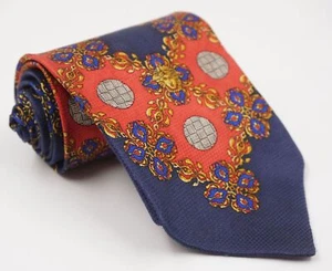 Gianni Versace Krawatte blau rot Ornamente 100% Seide - Bild 1 von 3