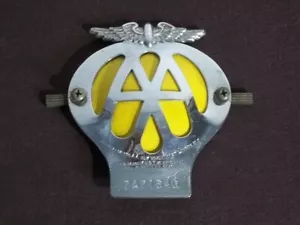Vintage Chrome AA Automobile Association Insurance Grill Badge - Picture 1 of 2