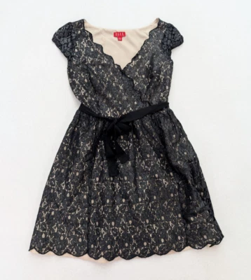 Vestido para mujer Elle talla 4 negro de encaje calce brillante y acampanado línea A fiesta cóctel Foto 1 de 4