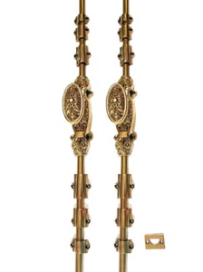 2 sets brass CREMONE 110” long solid Rustic PLAIN KNUCKLES French slide Bolts - Bild 1 von 11