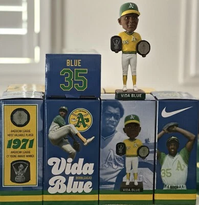 (3) 2024 VIDA BLUE #35 1971 A.L. CY / MVP BOBBLEHEAD OAKLAND ATHLETICS A'S SGA - Image 1 of 4
