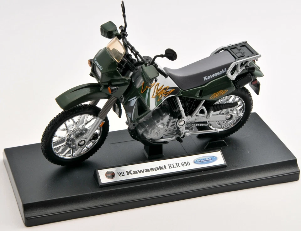 BLITZ VERSAND Kawasaki KLR 650 2002 grün Welly Motorrad Modell 1:18 NEU & OVP - Bild 1 von 1