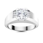 Solid 950 Platinum Diamond Wedding Mens Ring 1.30 TCW Asscher Cut Lab Grown Band