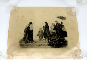 Impresión de pintura vintage sobre seda romana patricia élite gente carro vagón - Imagen 1 de 6