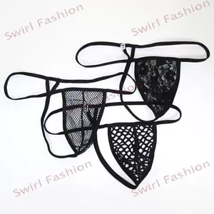 K799 Mens String Pouch Thong G-string Triangle back Big Net Fishnet - Picture 1 of 13