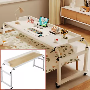 Adjustable Overbed Table Mobile Study Laptop Desk Hospital and Home Bedroom Use - Picture 1 of 19