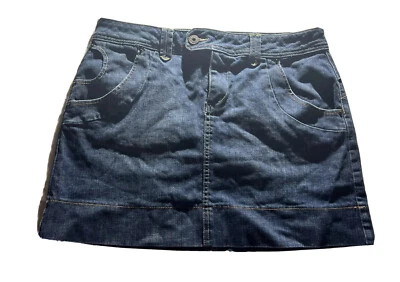 "Falda vaquera Elle talla 10 longitud 16"" bolsillos cremallera algodón spandex #ST2" Foto 1 de 4