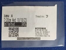 SAW X. 10/18/23. Used Movie Ticket. Regal Cinema (Concord 10)