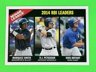 2015 Topps Heritage Minor League RBI Leaders Kris Bryant DJ Peterson #198 - Image 1 of 4