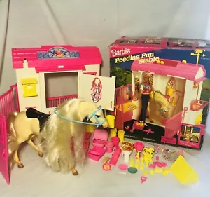 Vintage 1995 Barbie Füttern Spaß stabil Mattel fast komplett mit Box Original Pferd - Bild 1 von 12
