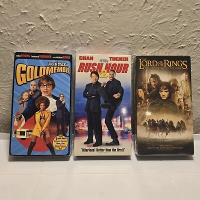 3 Sealed Vhs Lot - Lord Of The Rings, Rush Hour 2, Goldmember Very Clean!  Foto 1 de 4