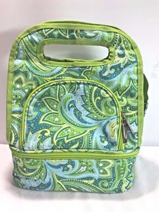 Bolso de Mano PICNIC PLUS Verde Cachemira Aislado Compartimento Almuerzo Con Almacenamiento - Imagen 1 de 9