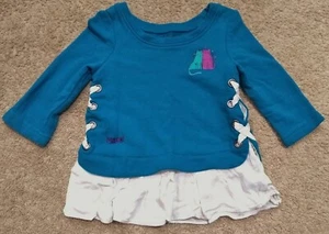 Falls Creek Girls Ruffle/Pullover Sweatshirt--Cats/Teal Blue/White/Pink--XS 4/5 - Picture 1 of 2