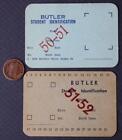 1950-51-52 Indianapolis Indiana Butler University ÉCHANTILLON 2 cartes d'identité d'étudiant--