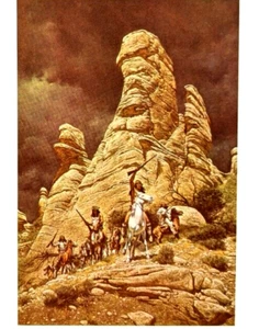Frank McCarthy THE SAVAGE TAUNT Indians Western Frontier Art Bookplate Print 19 - Picture 1 of 3