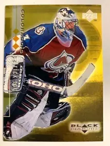 Patrick Roy Colorado Avalanche 1998-99 diamante negro dorado triple diamante #/1000 - Imagen 1 de 3