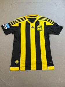 Ittihad FC Home Shirt Adidas Jersey Mens Extra Large Yellow Striped Short Sleeve - Picture 1 of 15