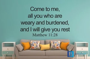 Wall Sticker bible verse Matthew 11 v 28 Vinyl Decal - Picture 1 of 4