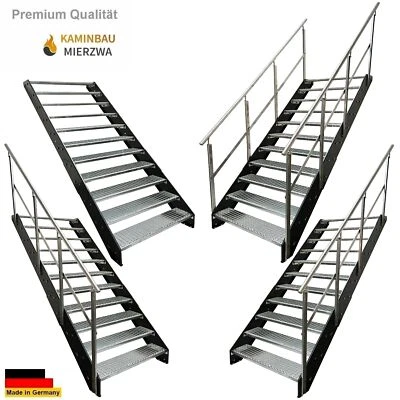 KAMINBAU MIERZWA Scala Premium Acciaio 11 Gradini Larghezza 60-140cm H:209cm Ringhiera Guancia Antracite