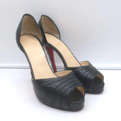 Christian Louboutin Armadillo 120 d'Orsay Peep Toe Pumps Black Leather Size 36.5 - Image 1 of 4