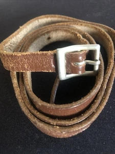 Genuine Leather Thin Strap Belt with Buckle Vintage 85 cm & 1 cm wide - Picture 1 of 3