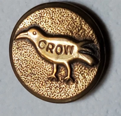 Bb "CROW" on crow Antique Brass OVERALL BUTTON Wobble shank Medium - Image 1 of 2