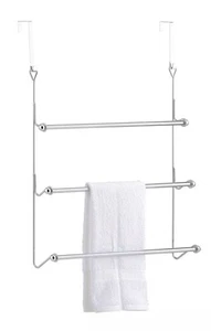 Over Door Towel Rail 3 Tier Chrome Plated Clothes Holder Towel Hanger Tidy Rack - Picture 1 of 7