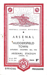 ARSENAL V HUDDERSFIELD TOWN 18 DE DICIEMBRE DE 1948 ~ PROGRAMA DE FÚTBOL 1ª DIVISIÓN - Imagen 1 de 2