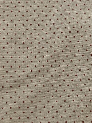 Cotton Fabric Tiny Maroon Polka Dots on Tan 1/2Y x 44" Width - Image 1 of 3