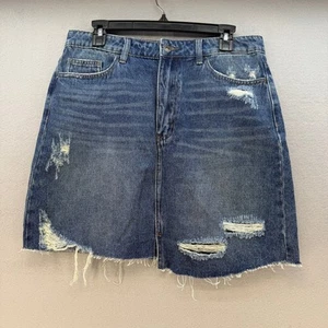 Vervet Denim Skirt Women's L Blue Claudia Raw Hem Mini Skirt Preppy Summer NWT - Picture 1 of 9