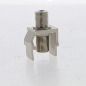 Leviton Light Almond Quickport F-Type Coax Connector Jack 40731-BT BLUE CENTER - Picture 1 of 6