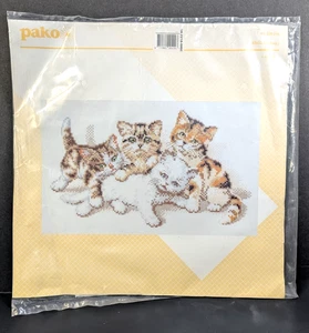 Four Kitten Cross Stitch Kit Pako Crafts Fabric Made In Holland NEW OLD STOCK! - Picture 1 of 6