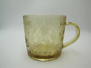 Starbucks Amber Glass Sakura Cherry Blossom Flower Pedal Cup Mug Siren Logo - Picture 1 of 6