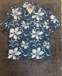 Billabong Para Hombres Mediano Azul Hawaiano Aloha Abotonado Manga Corta Poli Malla Floral - Imagen 1 de 11