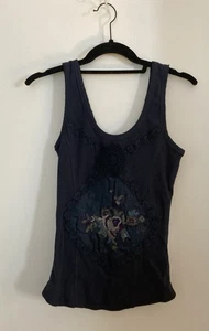 Camiseta sin mangas vintage Free People talla XS algodón azul marino nueva - Imagen 1 de 6