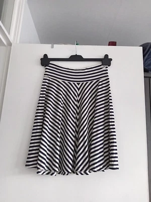 Ladies Black & White Striped A Linen Skirt By H&m Size S - Image 1 of 2