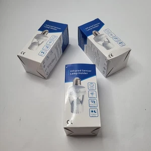 3pk Screw-In Motion Detector Sensor Light Socket 360° to 25' LED Fluores E26/E27 - Picture 1 of 10