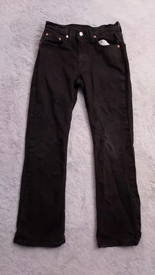 Jeans masculino Levis 527 28x30 bootcut caubói desgastado ocidental desbotado preto denim - Imagem 1 de 4