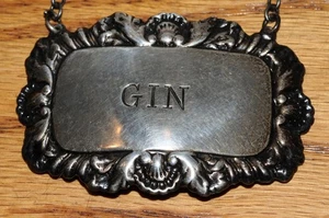 Vintage Gin Sterling Silber Karaffe Anhänger Etikett signiert mit Punzen England 925 - Bild 1 von 17