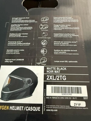 Ski-Doo Oxygen Snowmobile Helmet Matte Black 2XL 9290191493 - Image 1 of 2