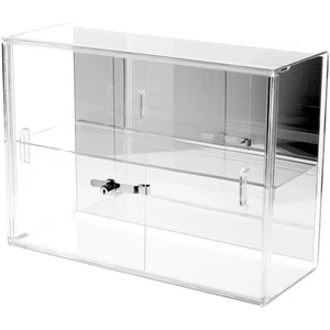 Plymor Acrylic Locking Case w/ Sliding Back, 1 Shelf (Mirrored) 16" x 22" x 8.5" - Picture 1 of 1