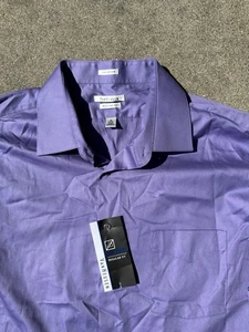 Van Heusen Men’s Lavender Lux Sateen Button Up Shirt Stretch 18 34/35 NEW - Picture 1 of 4