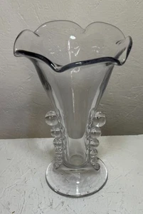 Vintage Imperial Glass Ohio Candlewick Clear Crimped Flower Vase 8" - Picture 1 of 3